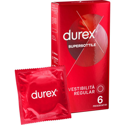 Preservativi sottili supersottile Regular 6 pezzi Durex