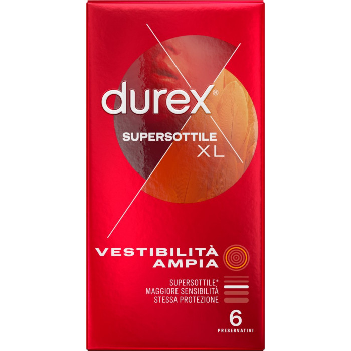 Preservativi sottili extra large Supersottile XL 6 pezzi Durex