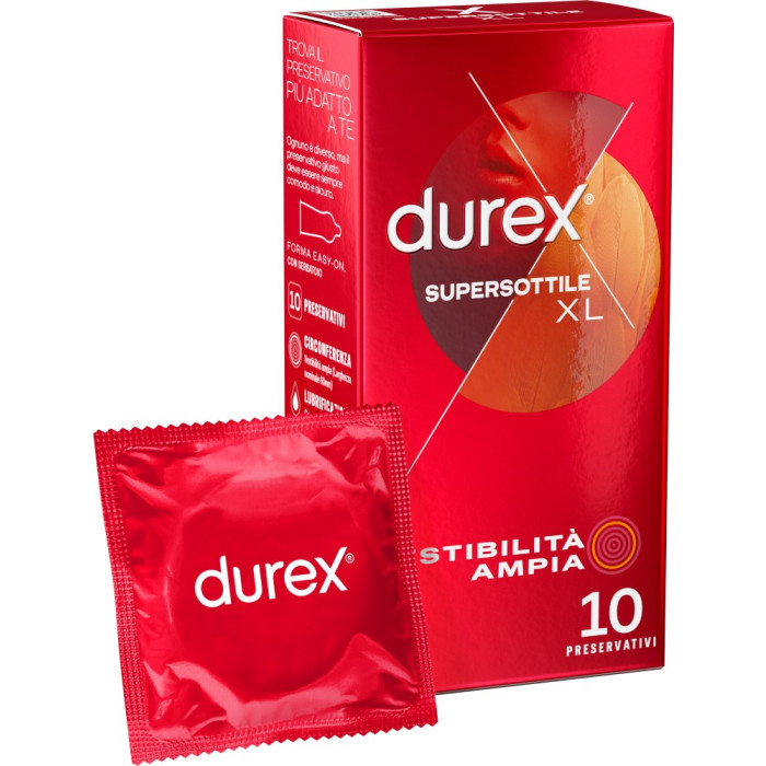 Preservativi sottili extra large Supersottile XL 10 pezzi Durex