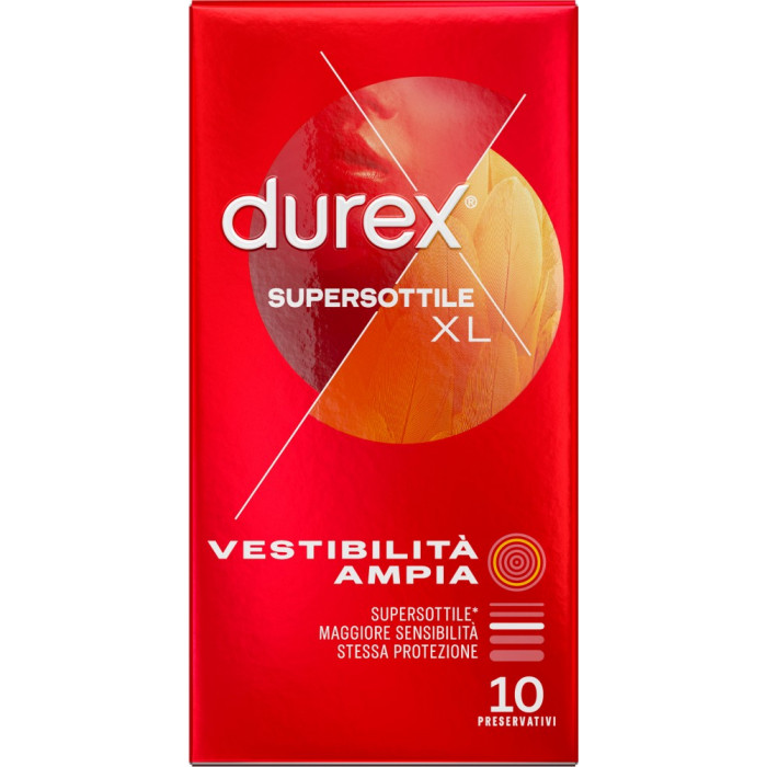 Preservativi sottili extra large Supersottile XL 10 pezzi Durex
